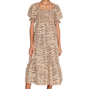 Faithfull the Brand De Christin Tiger Stripe Midi Dress Size 8 Large